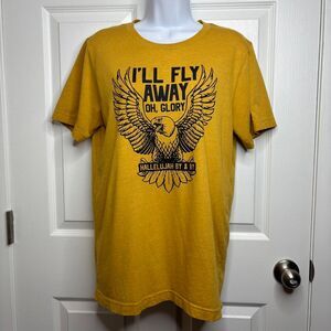S/M Ruby's Rubbish "I'll Fly Away" Eagle Graphic Tee Mustard Yellow